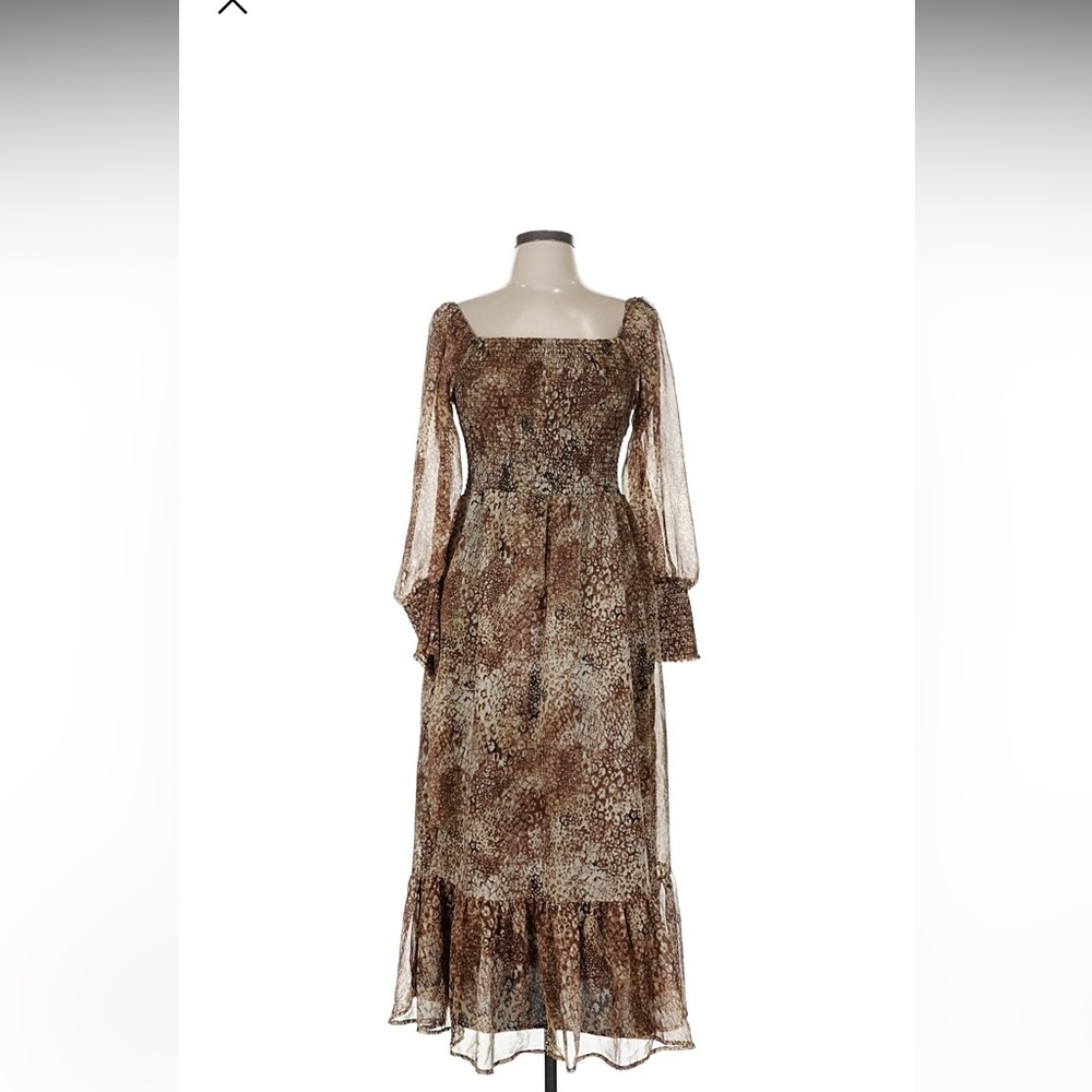 Betsey Johnson Brown leopard Patterned Long Sleeve Dress